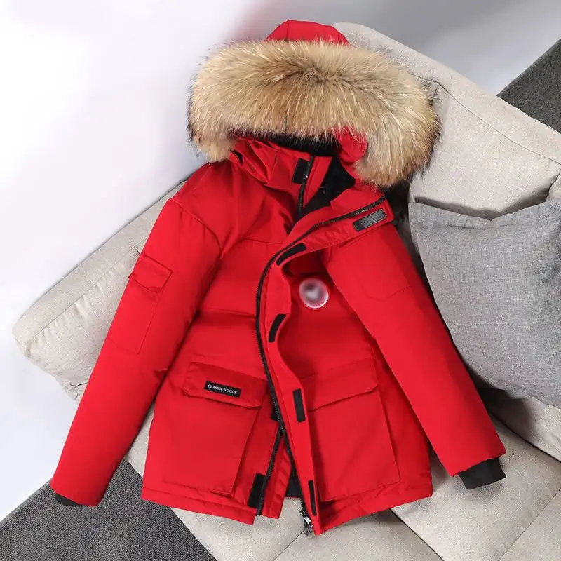 Canada Goose Style Parka 550FP Down Red with Fur