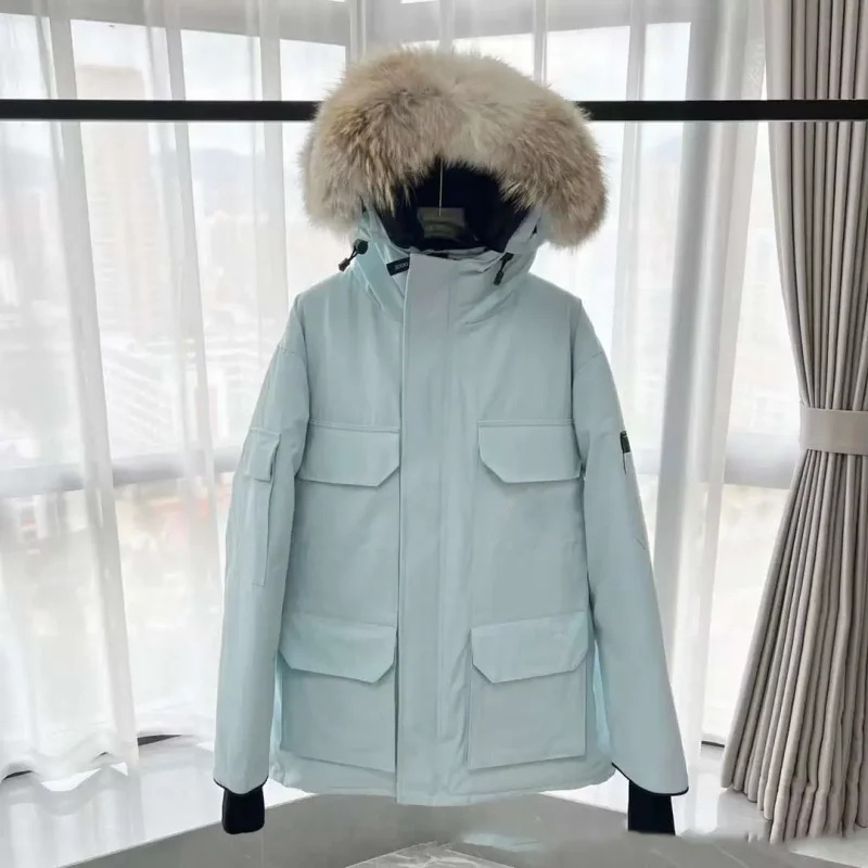 Canada Goose light blue mid-length jacket for men and women