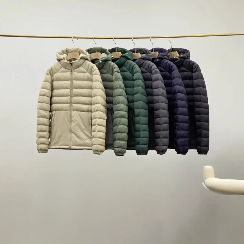 Patagonia blue hooded down jacket with detachable hood