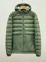 Patagonia light green hooded detachable puffer jacket