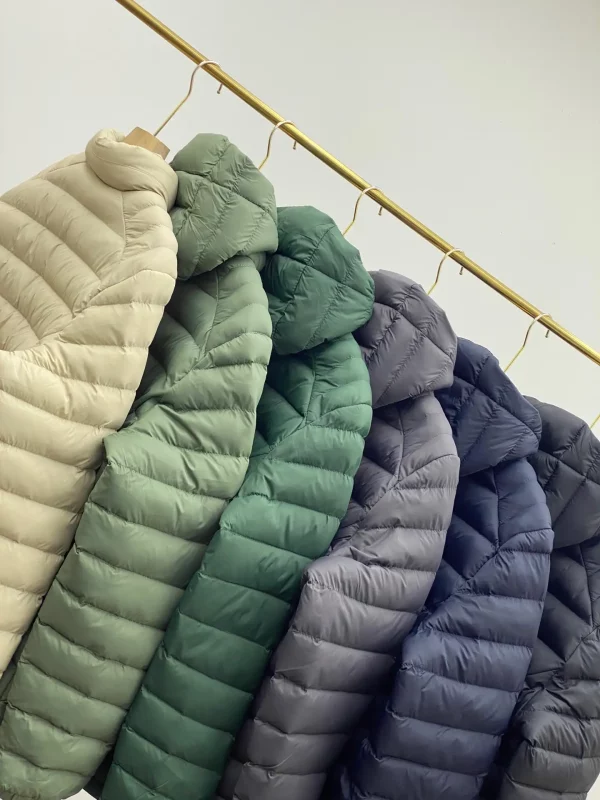 Patagonia blue hooded down jacket with detachable hood