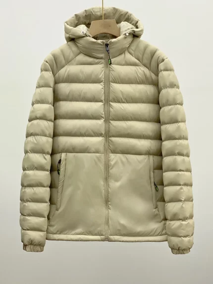 Patagonia khaki hooded down jacket with detachable hood