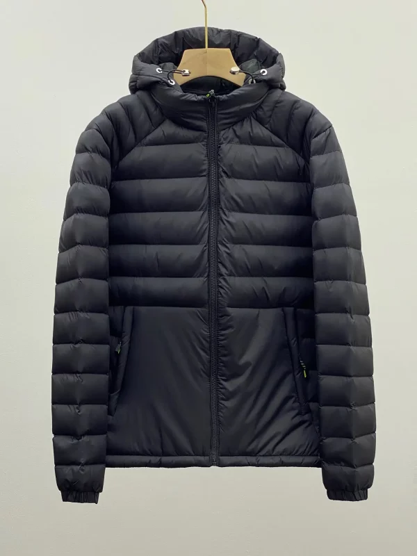 Patagonia black hooded down jacket with detachable hood
