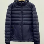 Patagonia blue hooded down jacket with detachable hood