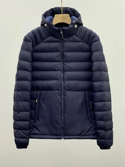 Patagonia blue hooded down jacket with detachable hood