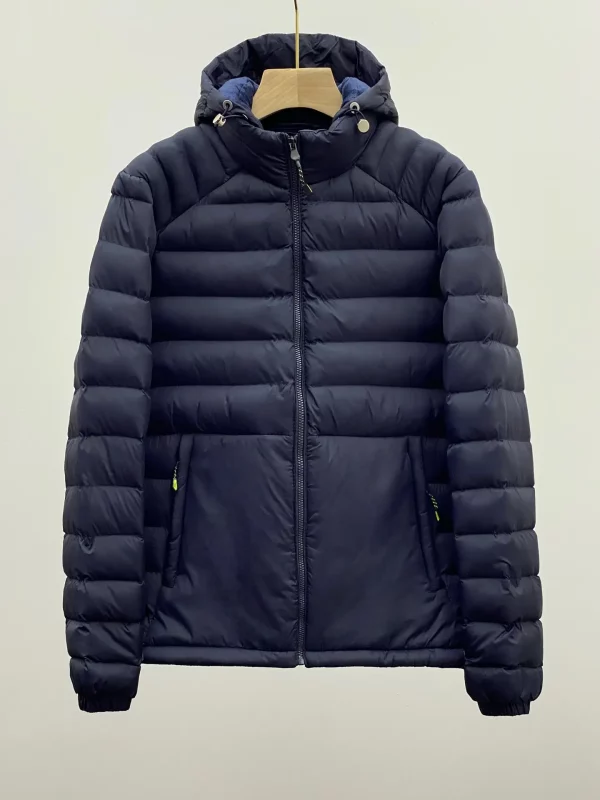 Patagonia blue hooded down jacket with detachable hood
