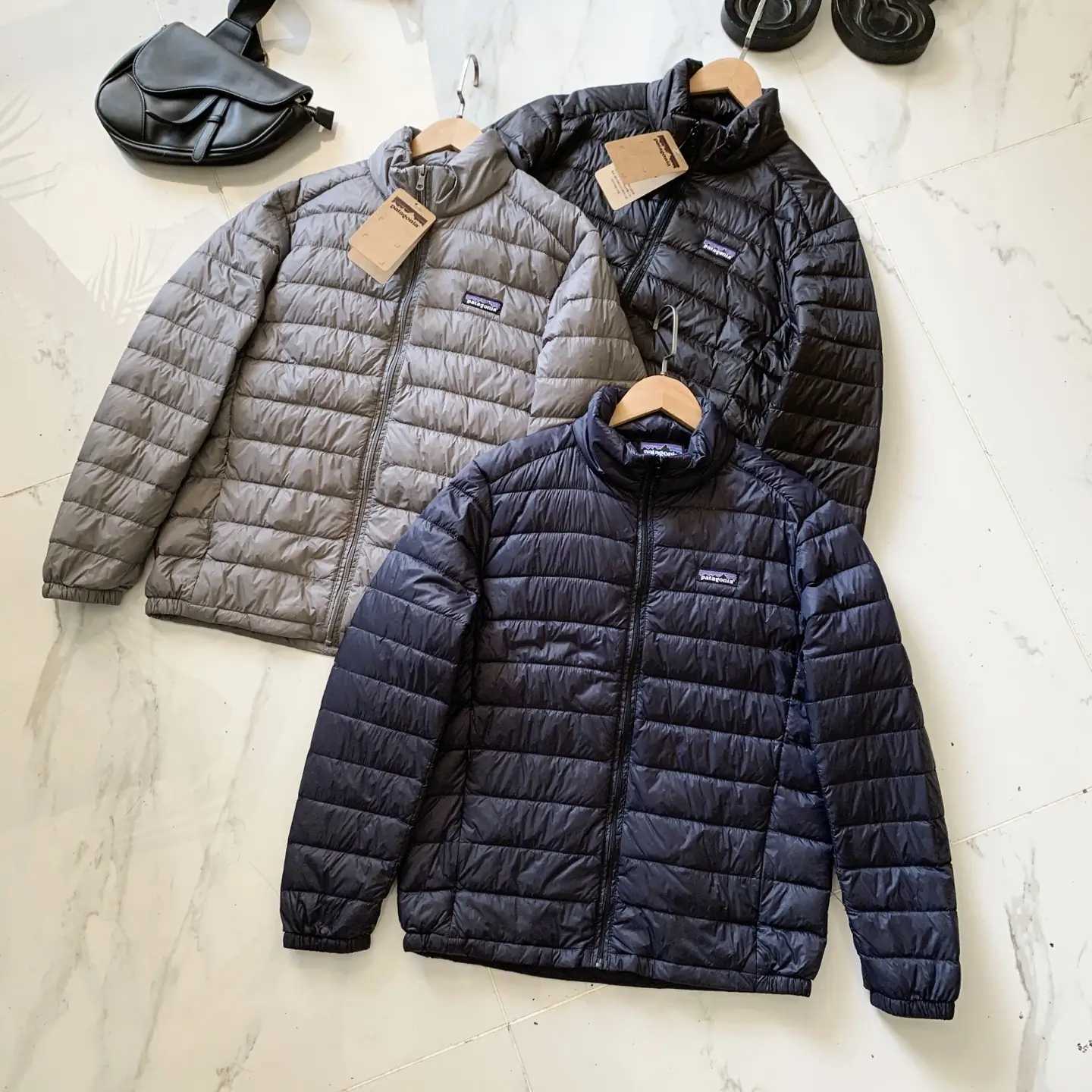 Patagonia black stand-collar down jacket