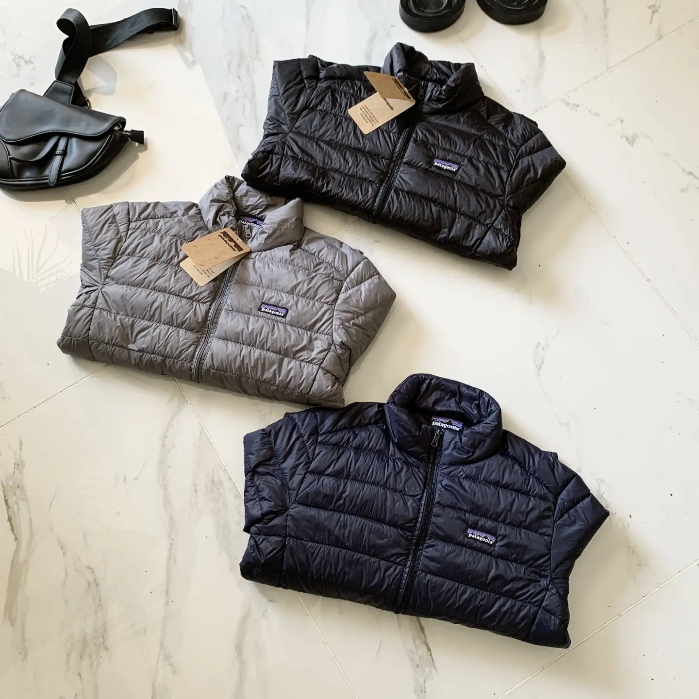 Patagonia black stand-collar down jacket