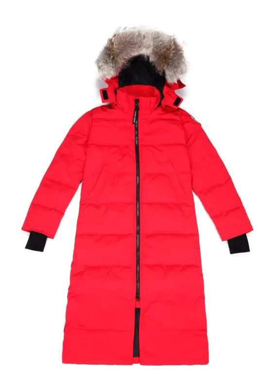 Canada Goose women’s red extra-long hooded coat