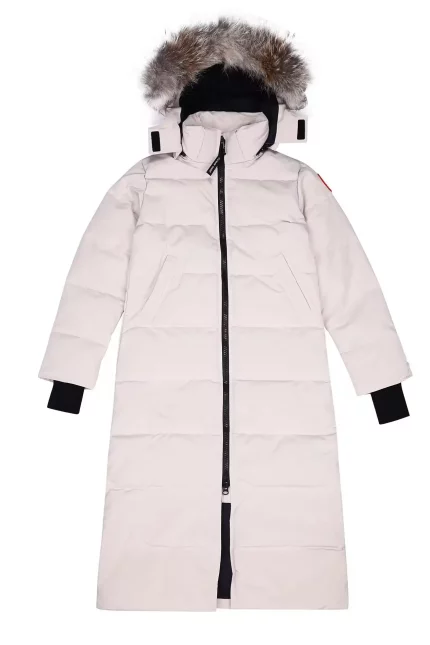 Canada Goose women's extra-long hooded coat in off-white