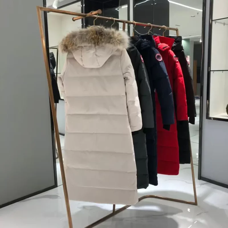 Canada Goose women’s extra-long hooded coat in gray