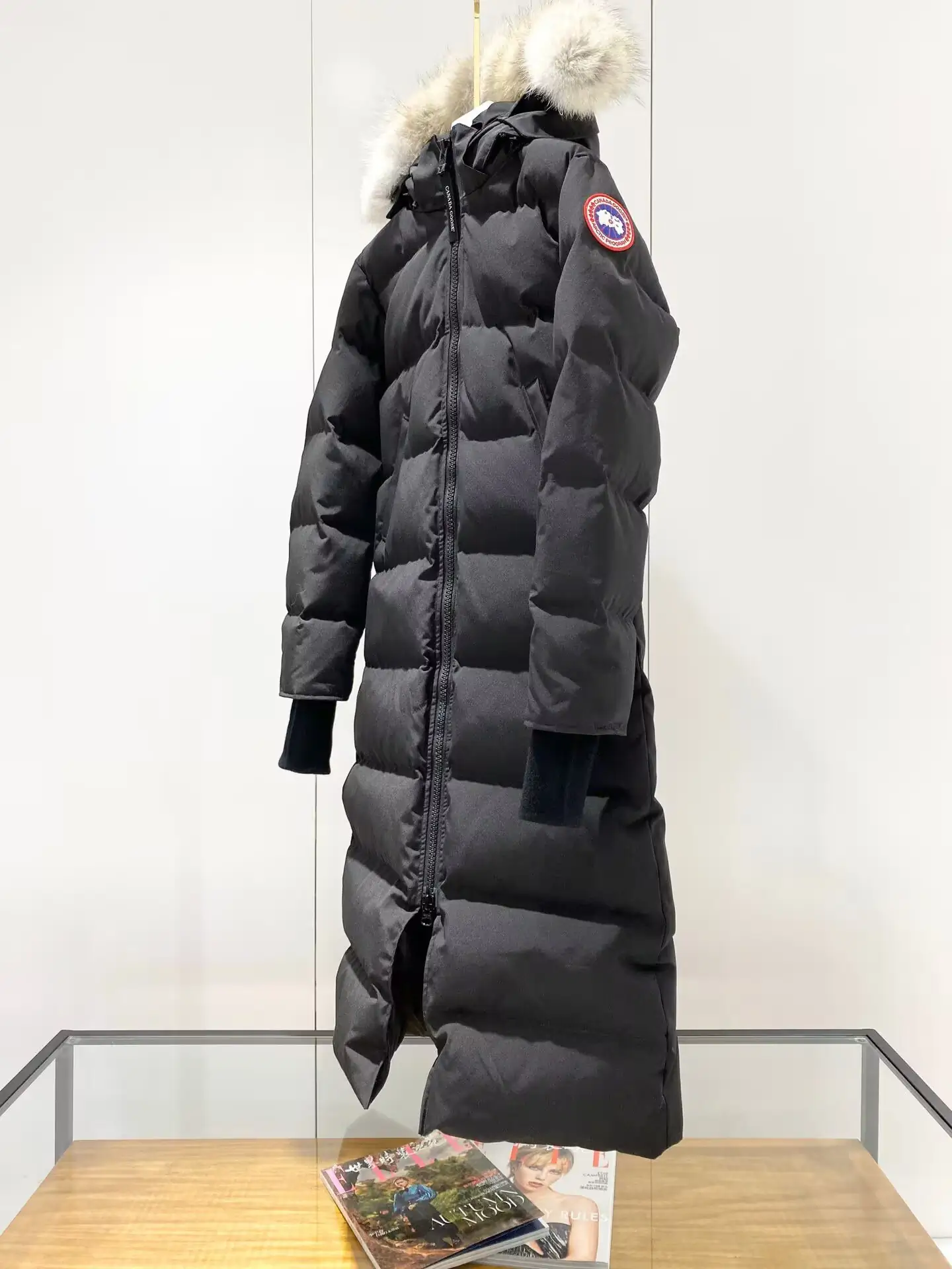 Canada Goose women's black extra-long hooded coat