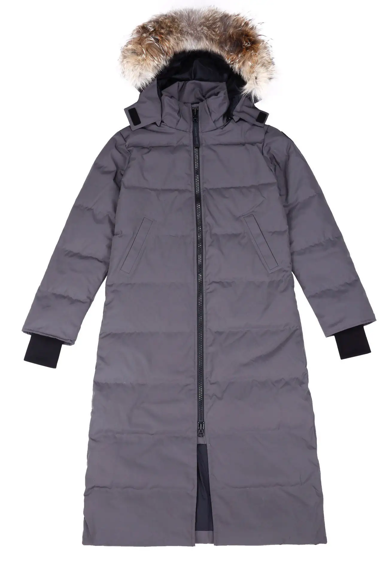 wu-y4pfzhjs Canada Goose women's extra-long hooded coat in gray - Image 1